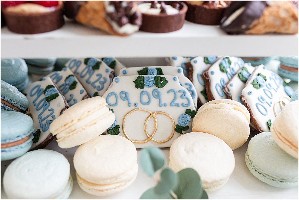 custom made cookies and macaroons for wedding dessert bar